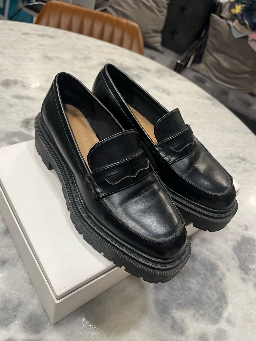 H&M Black Chunky Sole Penny Loafers - Women's